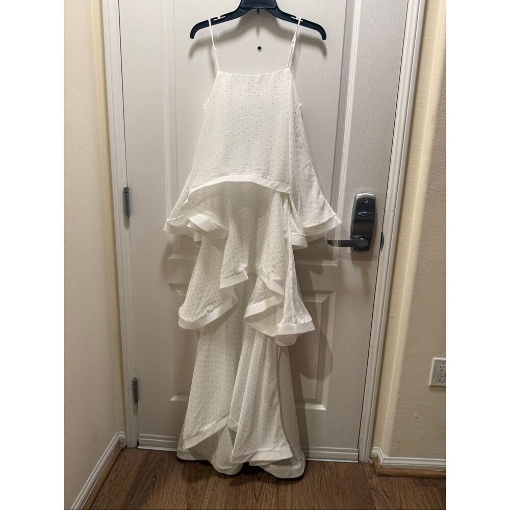 Elliatt Moss Tiered Embellished Gown White bachelorette wedding Bridal size S NW - Picture 7 of 11